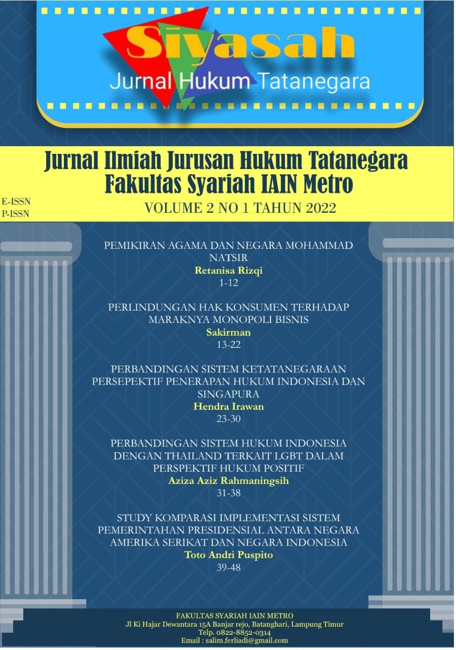 					View Vol. 2 No. 1 (2022): Siyasah hukum tata negara
				