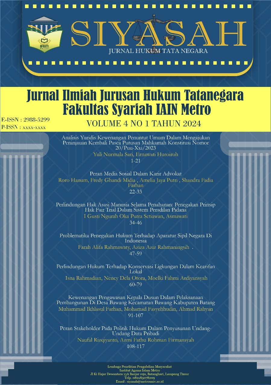 					View Vol. 4 No. 1 (2024): Siyasah Jurnal Hukum Tata Negara
				